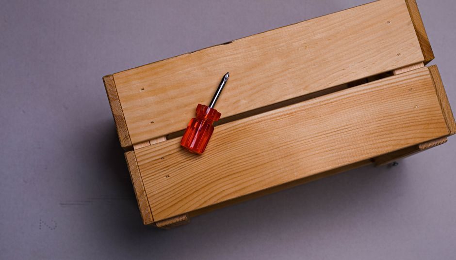 A Slatted Pine Tool Crate
