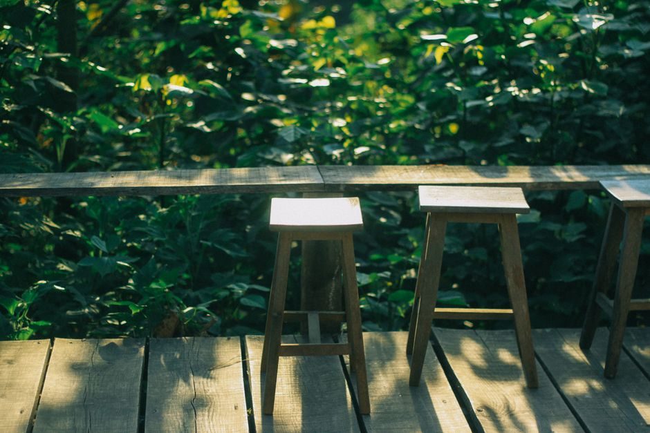A Pine and Plywood Counter Stool